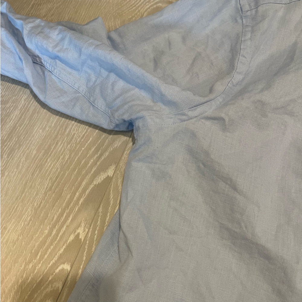 Zara Men’s Linen Button Down Shirt, Light Blue size Large - Picture 6 of 13